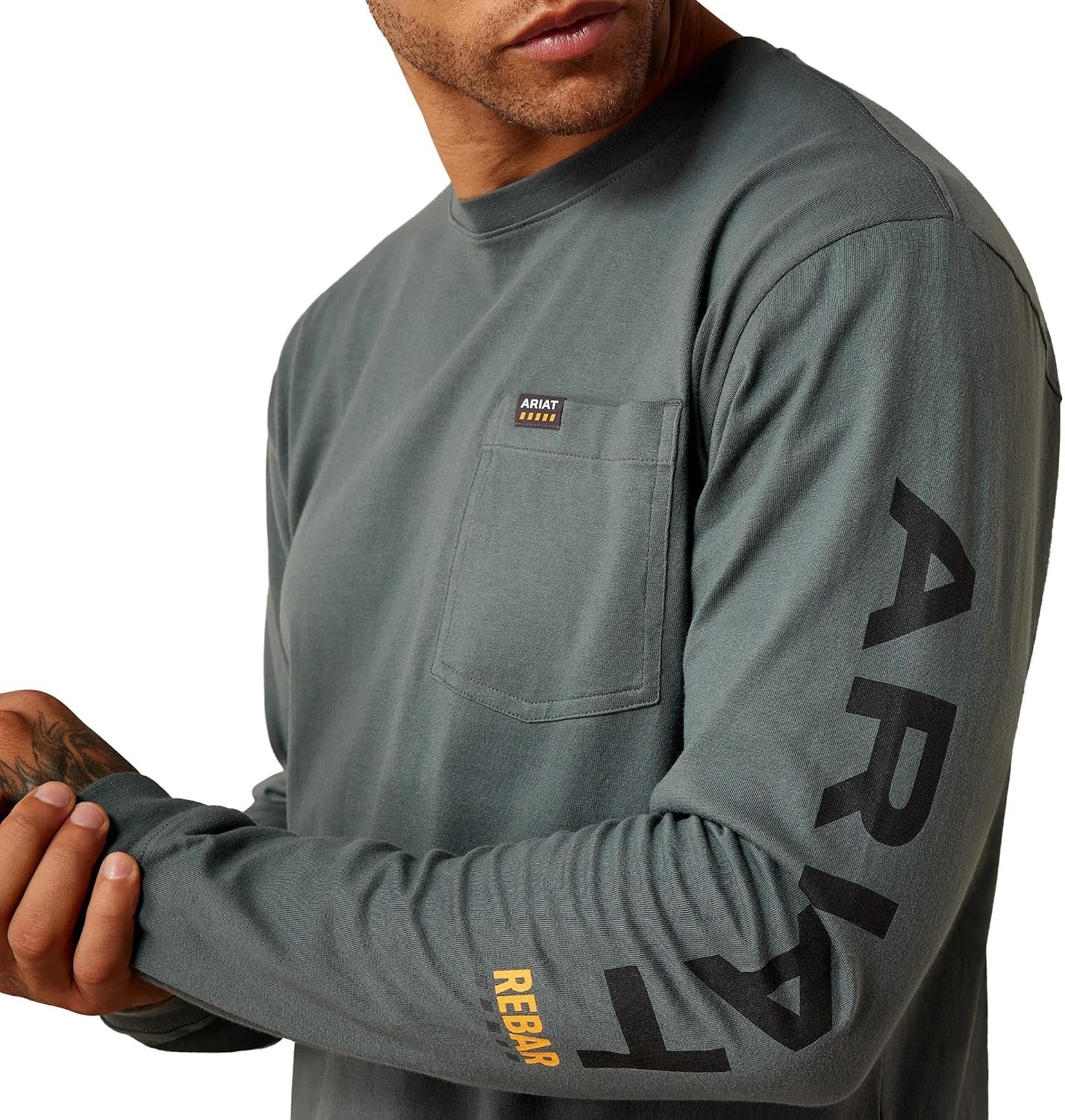 image:imageARIAT Rebar Cotton Strong Standard Logo Pocket Long Sleeve TShirtUrban ChicBlack