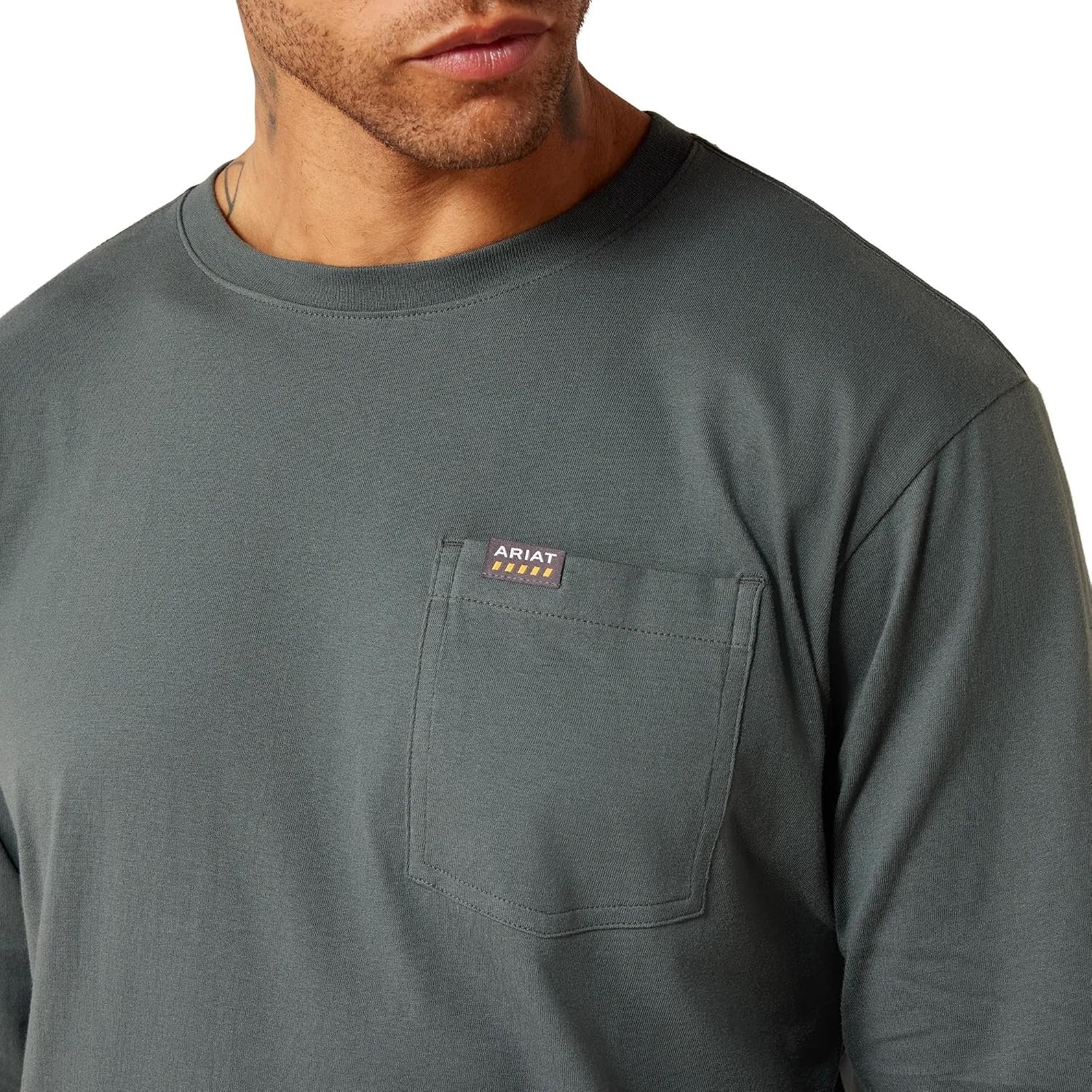 image:imageARIAT Rebar Cotton Strong Standard Logo Pocket Long Sleeve TShirtUrban ChicBlack