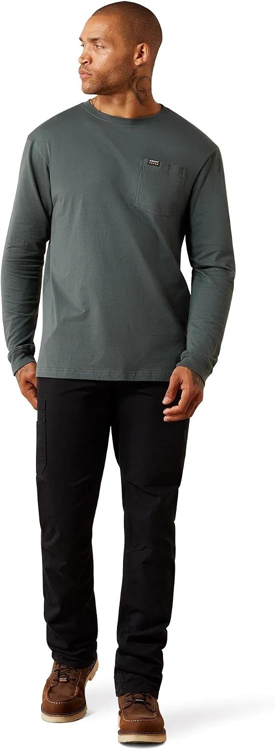 image:imageARIAT Rebar Cotton Strong Standard Logo Pocket Long Sleeve TShirtUrban ChicBlack