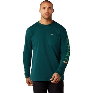 ARIAT Rebar Cotton Strong Standard Logo Pocket Long Sleeve T-Shirt(Ponderosa Pine/Fir)