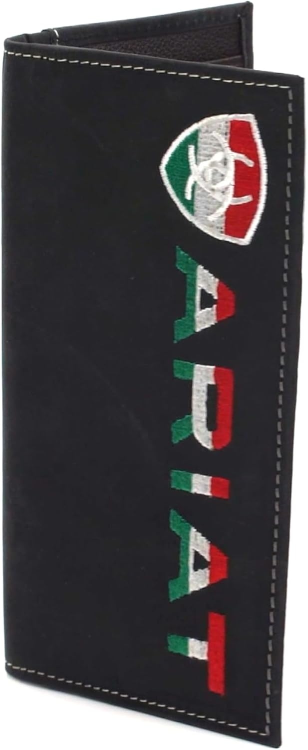 image:imageARIAT Mens Genuine Leather Mexico Flag Embroidery Rodeo Wallet