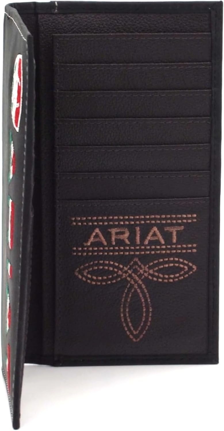 image:imageARIAT Mens Genuine Leather Mexico Flag Embroidery Rodeo Wallet
