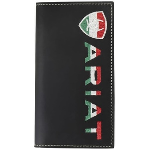 ARIAT Men’s Genuine Leather Mexico Flag Embroidery Rodeo Wallet