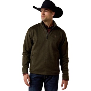 ARIAT Caldwell 1/4 Zip Sweater(Dark Green)